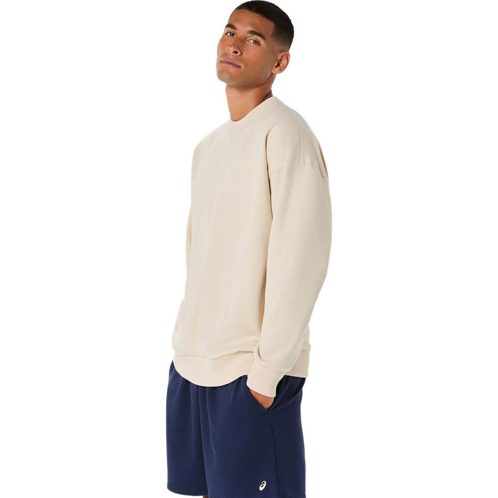 Polera Training Fleece Relaxed Crew-Neck Top Hombre Oatmeal