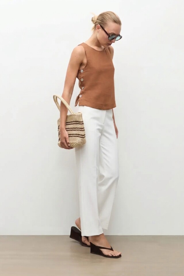 Blusa 100% Lino camel