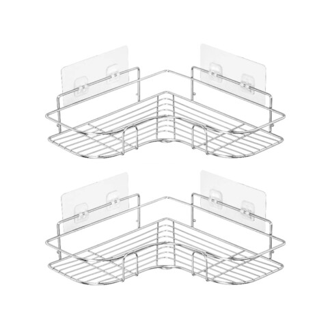 Organizador de Baño Esquinero Adhesivo Repisa de Ducha Set x2 IMBACK Color Plateado Organizador de Baño Esquinero Adhesivo Repisa de Ducha Set x2 IMBACK Color Plateado