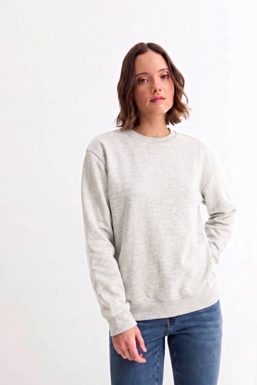 Buzo deportivo clásico escote redondo - UNISEX Gris melange claro