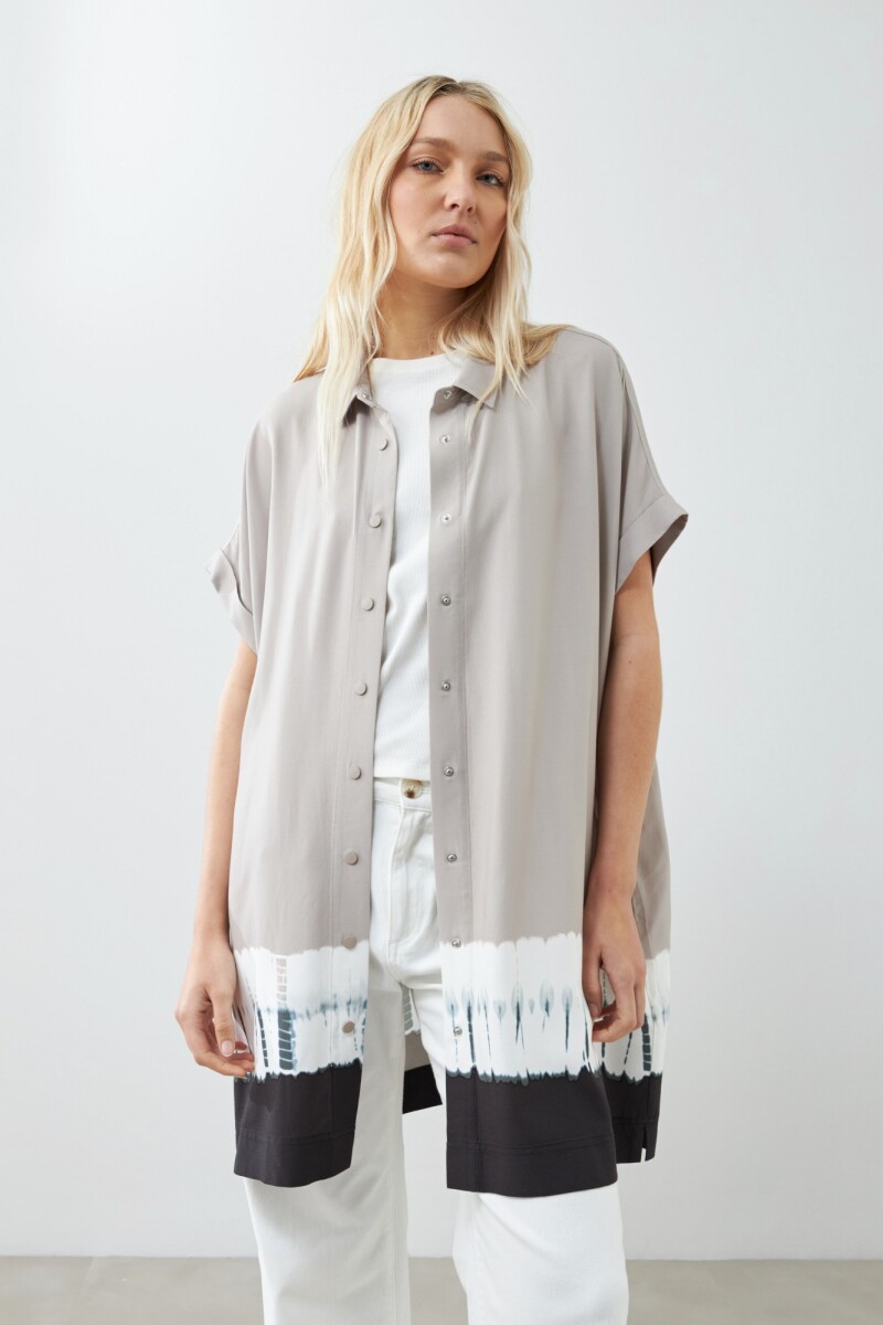 Vestido camisero tie dye beige