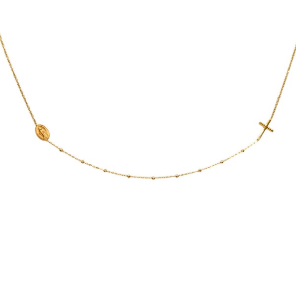 Conjunto Virgen Milagrosa-Oro bajo-Sin piedra-CJ8035 Sinpiedra