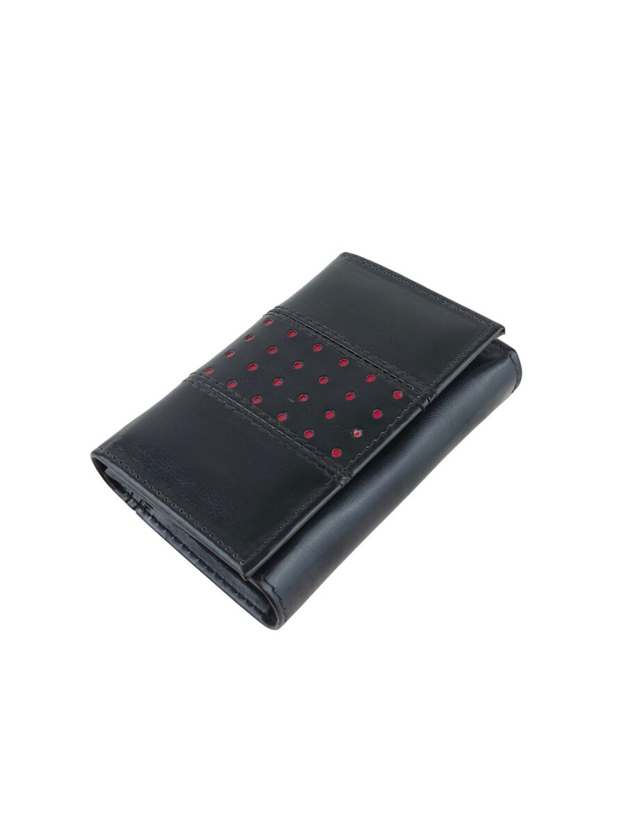 Billetera Dama Compacta con Perforaciones - Negro 