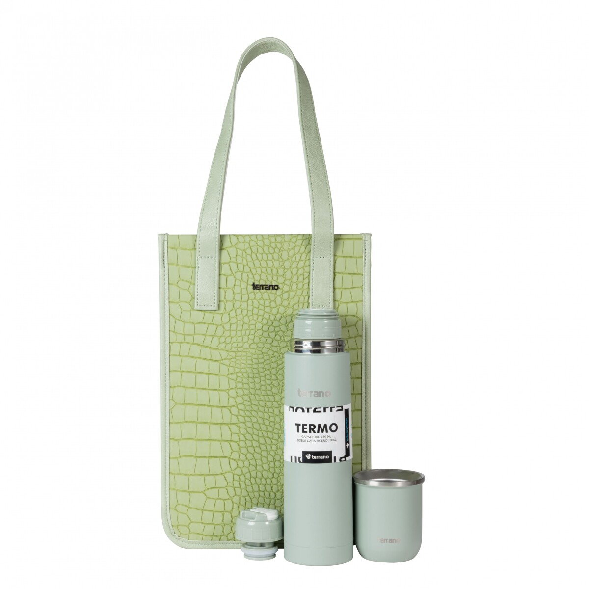 Kit Completo - Termo Bala 750ML+ Mate Sicilia + Matera Bolsito Croco - Verde 