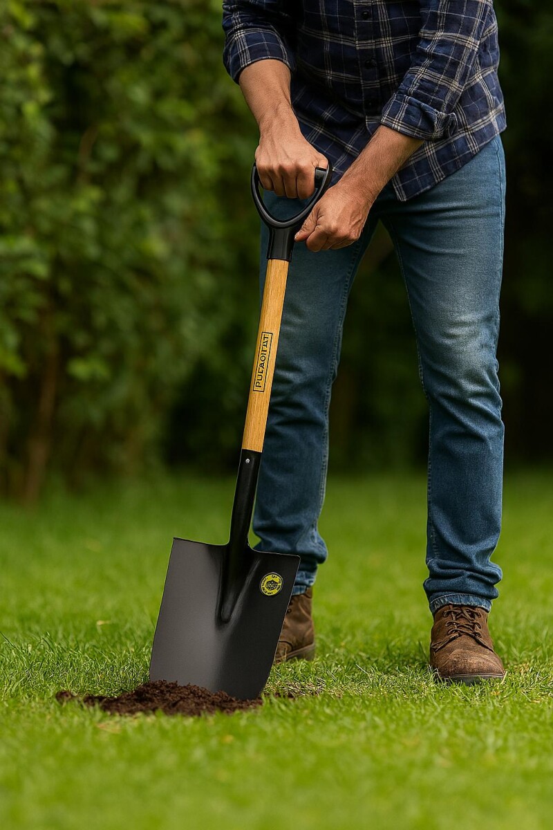 Pala Media Luna con Mango de Madera 71cm Tramontina - NEGRO 