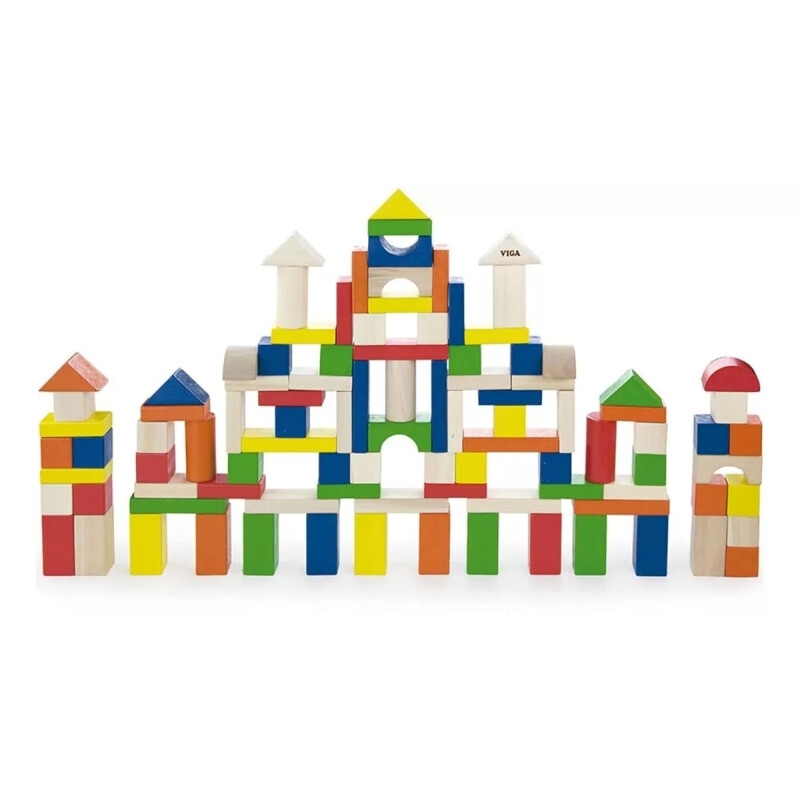 Juguetes Madera Viga Didactico Balde 100 Piezas Colores Juguetes Madera Viga Didactico Balde 100 Piezas Colores