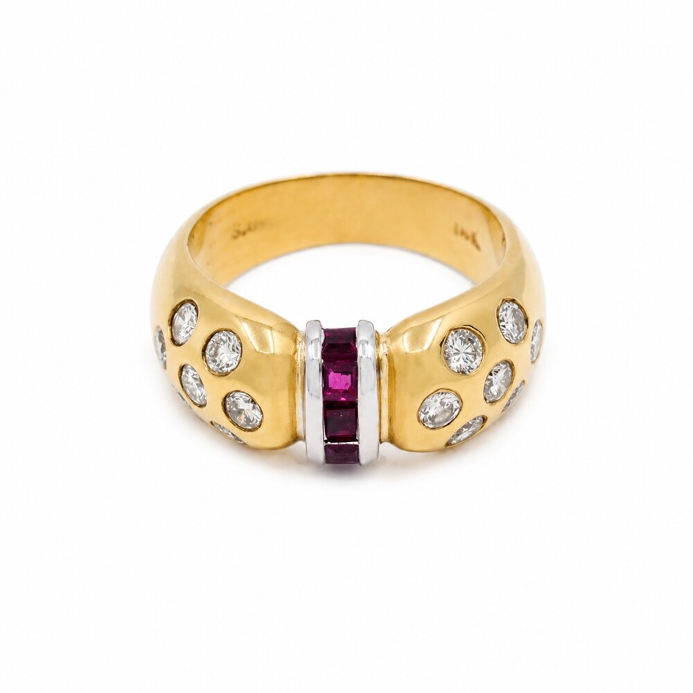 Anillo En Oro 18K, Brillantes Y Rubies Legitimos Anillo En Oro 18K, Brillantes Y Rubies Legitimos