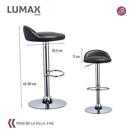 Taburete con Altura Regulable Respaldo Apoyapies Ecocuero Negro