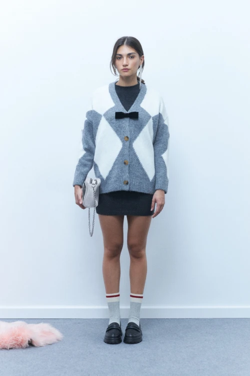 Cardigan rombos gris