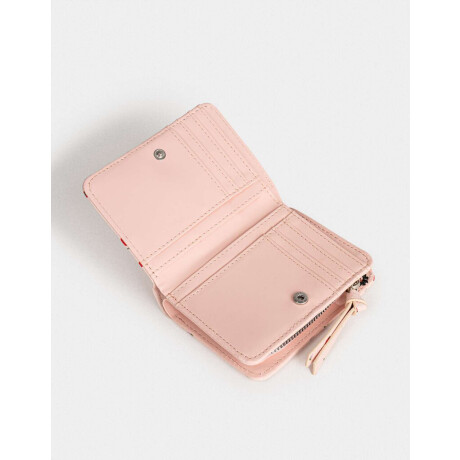 Billetera Cuerina Flores Rosa Viejo