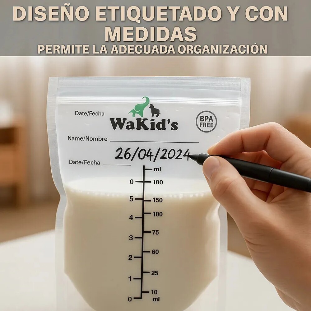 Bolsas almacenamiento leche Wakids 210ml (30pz) Bolsas almacenamiento leche Wakids 210ml (30pz)