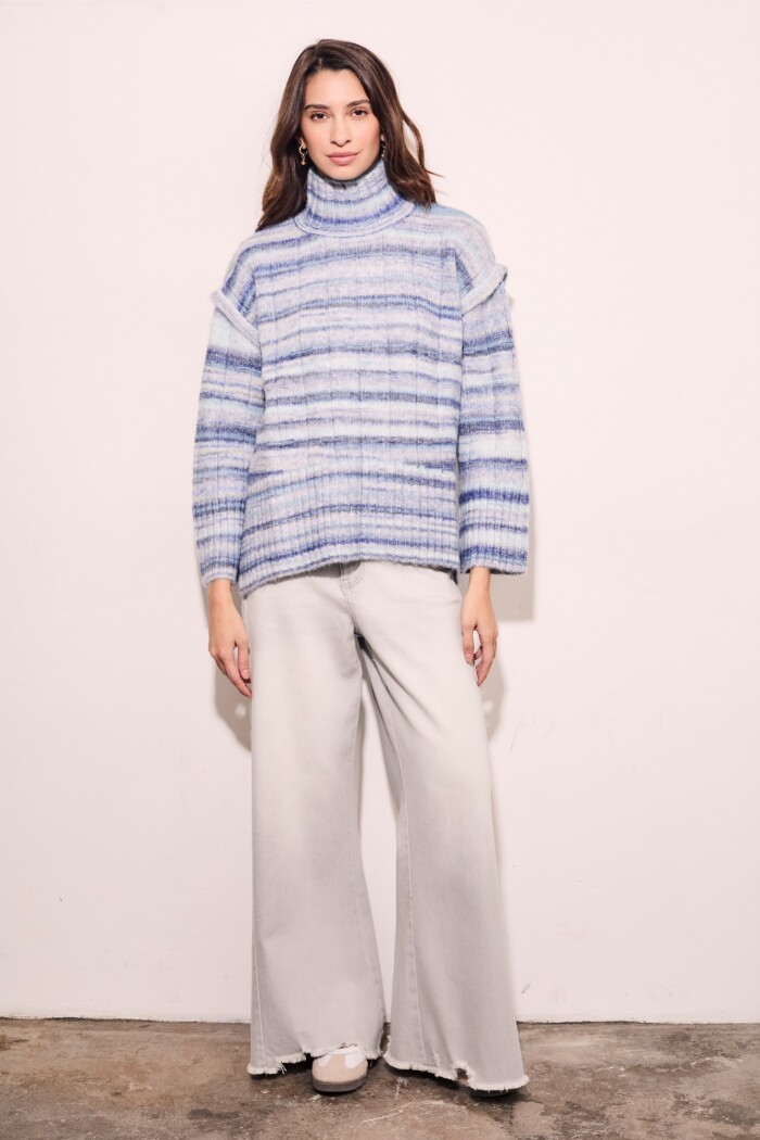 Polera Texturada Multi Celeste