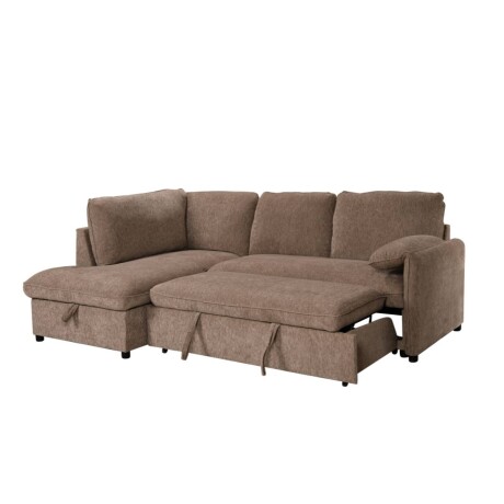 Rinconera cama Cosmo (c/baúl) - Tela Microfibra - Chaise izquierdo 410 (Tostado)