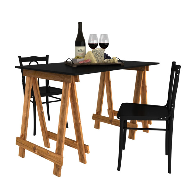 Pack x 2 Caballetes fijos + Tapa 180 Cm x 80 Cm Pack x 2 Caballetes fijos + Tapa 180 Cm x 80 Cm
