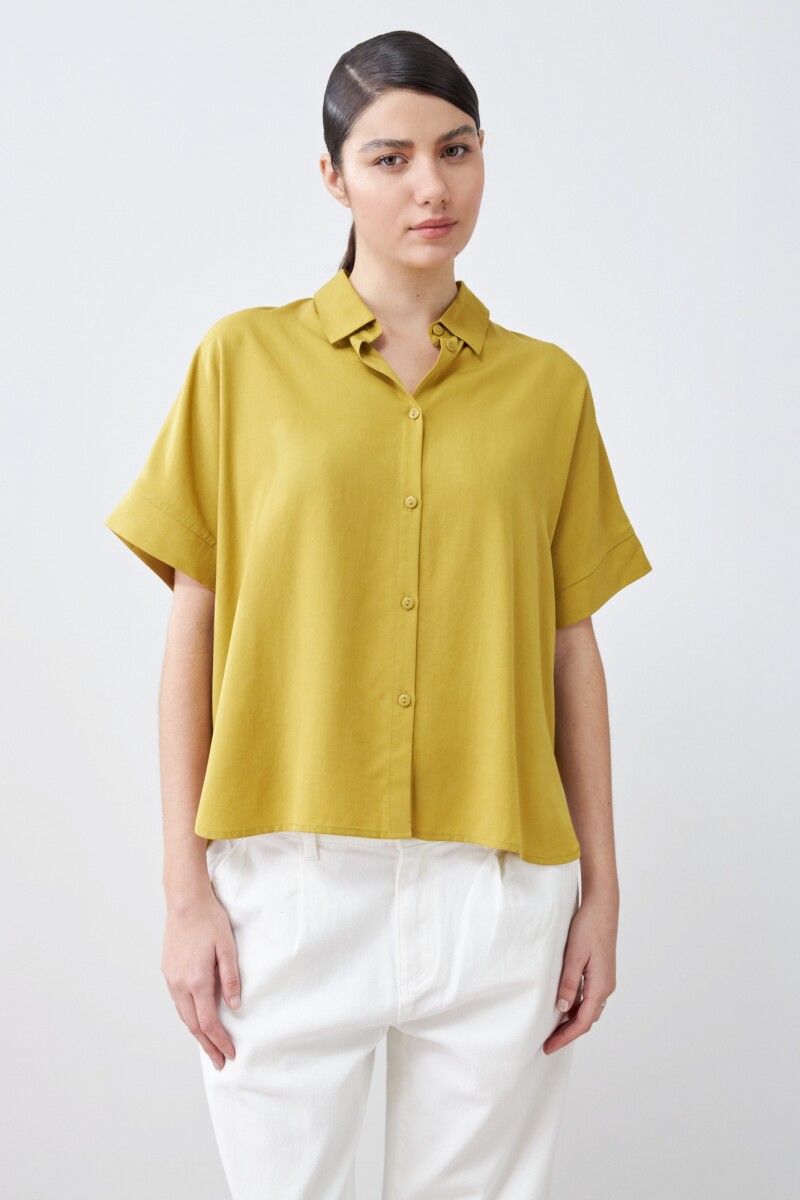Camisa de lyocell manga corta pistacho