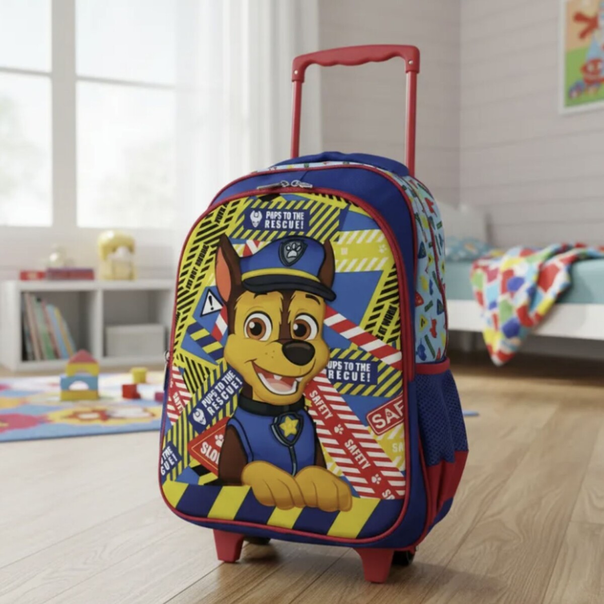 Mochila Nickelodeon 3D Con Carro 40x30 Cm Paw Patrol Para Niños Uso Escolar Cómoda 