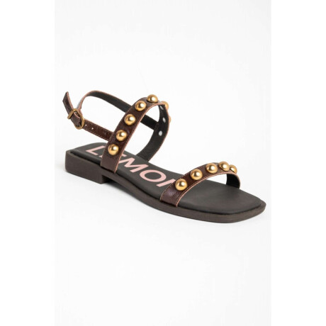 Sandalias De Cuero Con Tachas Chocolate
