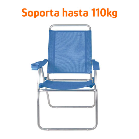 Silla Alta Reposera Plegable 4Posiciones Aluminio Mor Boreal Celeste