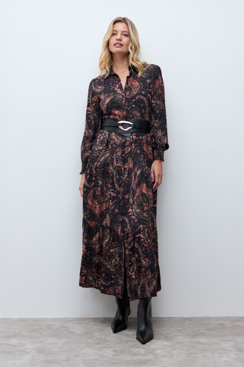 Vestido estampado boho negro