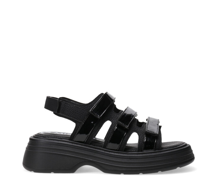 Sandalia GARDA con materiales combinados y velcro Black