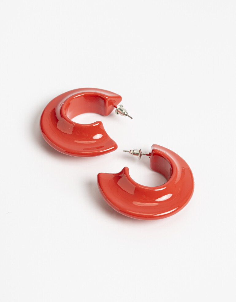 Aros Argollas Color Aros Argollas Chunky - Rojo Cereza
