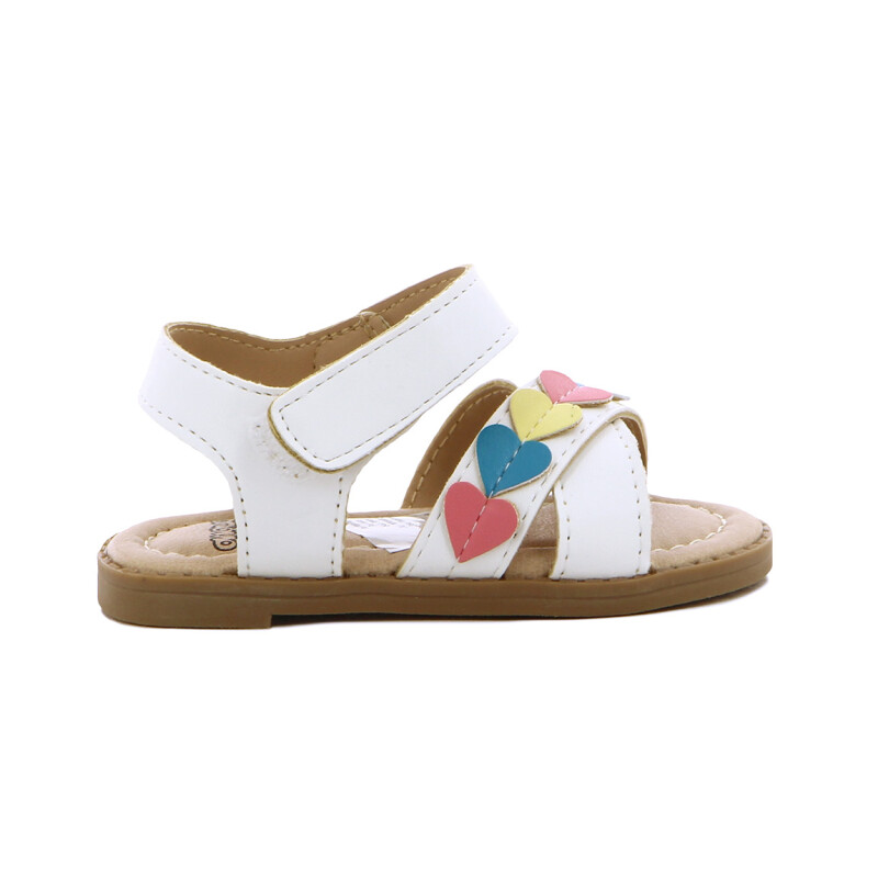 Angus Sandalia Niña Tira Cruzada C/ Pulsera Y Velcro Blanco