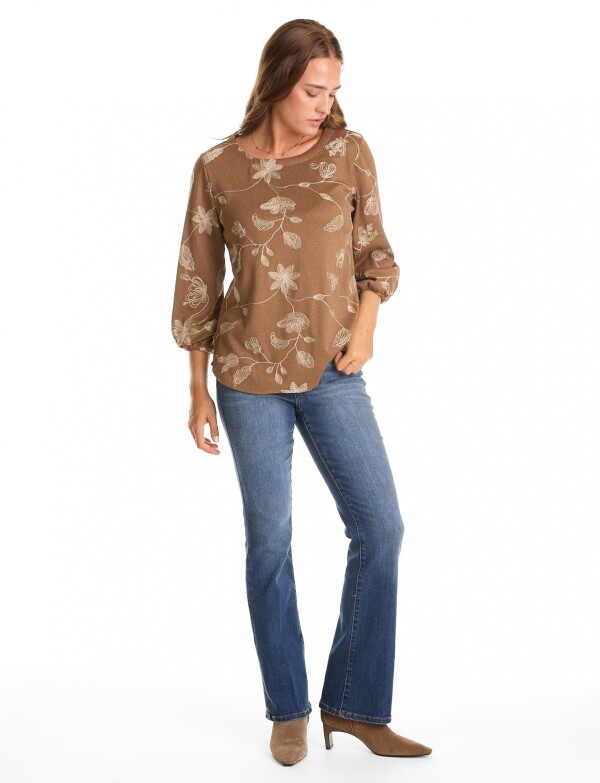 Blusa Flores TOSTADO