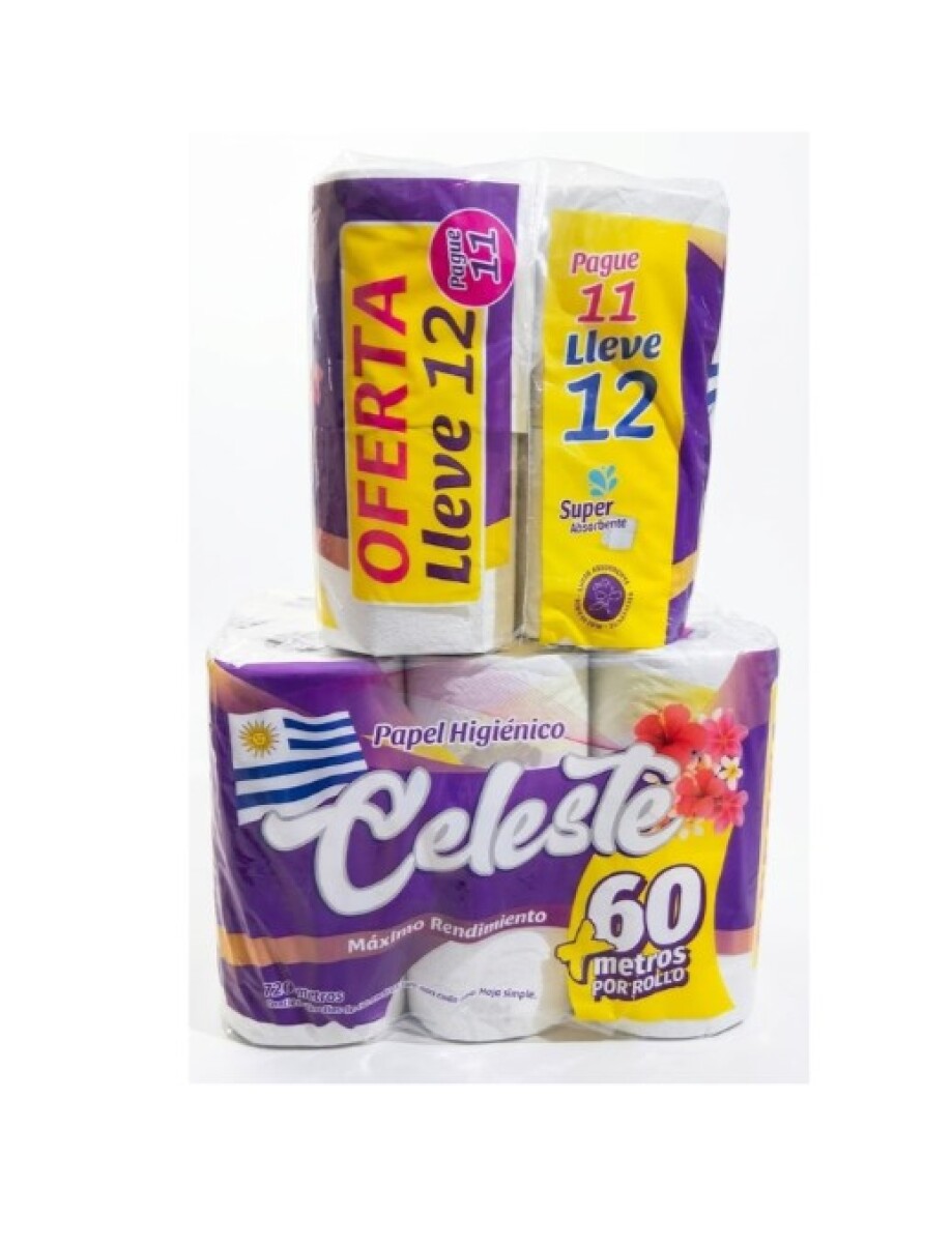 PAPEL HIGIÉNICO 60 M X 12 ROLLOS CELESTE (FUNDA X 4 PACK) 