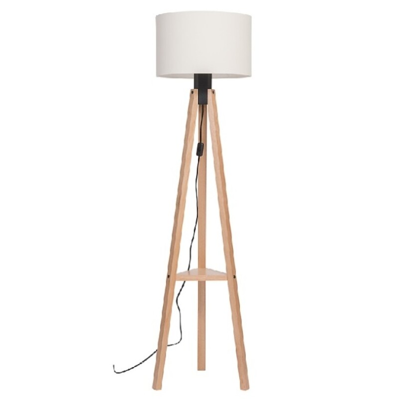VELADOR DE PIE TRIPE ECO E27 MADERA Y PANTALLA BEIGE VELADOR DE PIE TRIPE ECO E27 MADERA Y PANTALLA BEIGE