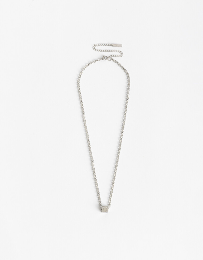 Cadena Corta con Dije Metal Collar De Acero Men´s Collection - Plateado