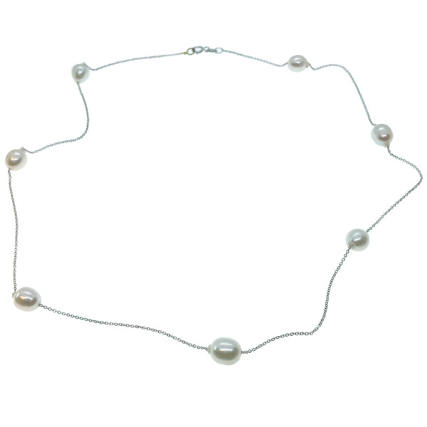 Cadena de oro blanco 18k con perlas Cadena de oro blanco 18k con perlas