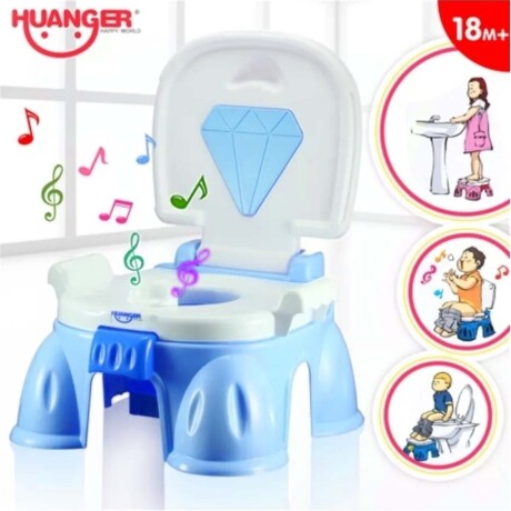 Pelela Infantil Musical y Banquito 2en1 Water c/Tapa Huanger Celeste