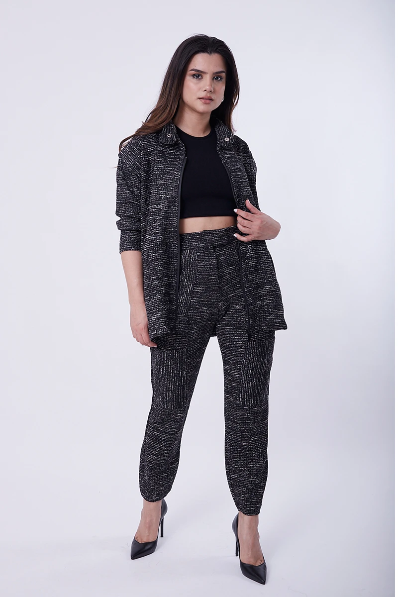 Conjunto Saco Y Pantalon Tweed - Negro 