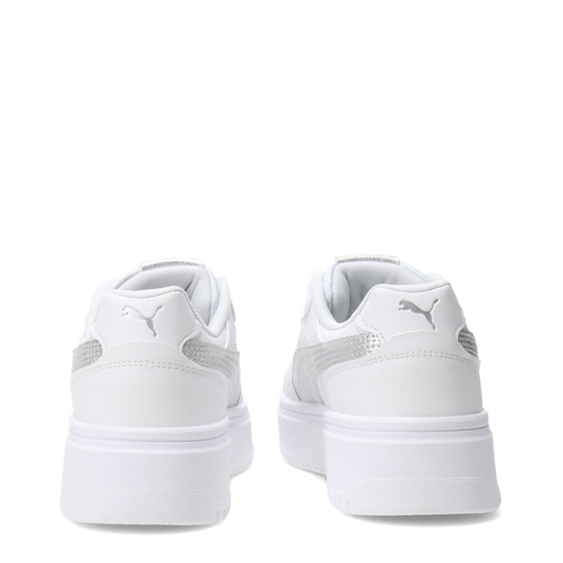 Championes de Mujer Puma Rebound Low Metalic Plataforma Blanco - Plata
