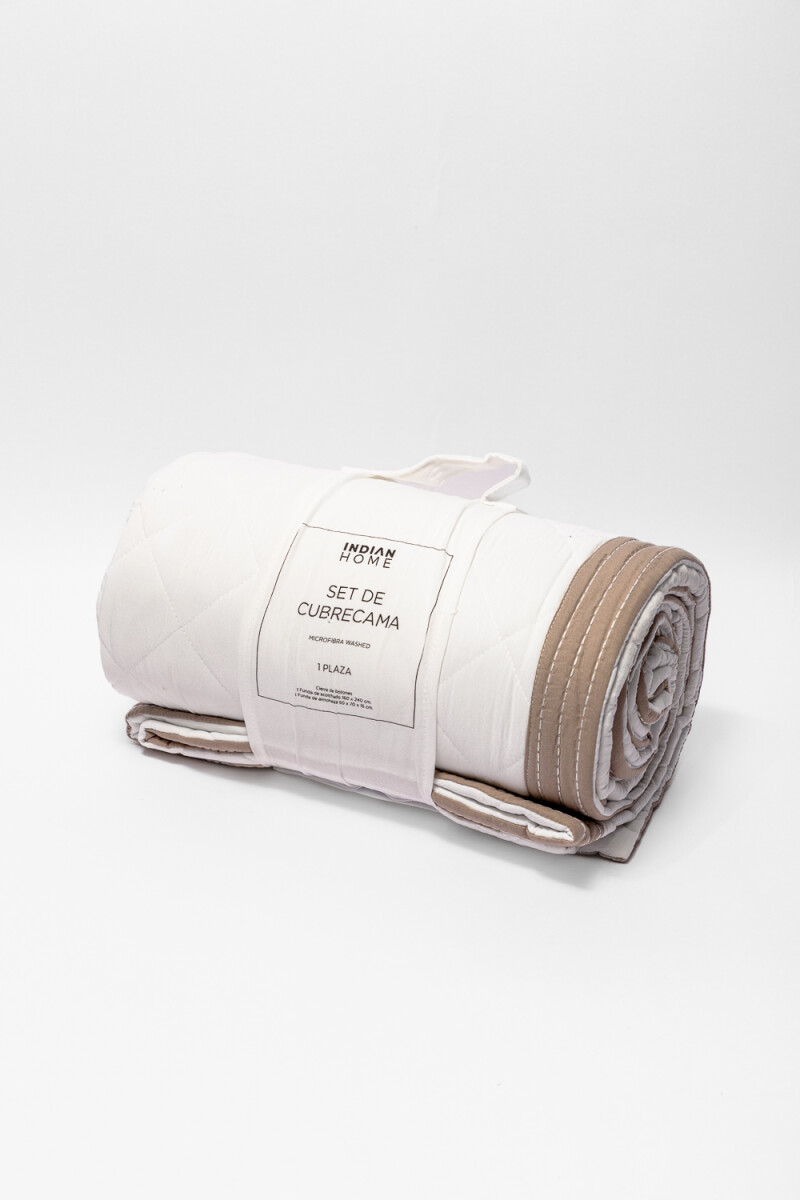Cubrecama 1 Plaza Microfibra Washed - Blanco 