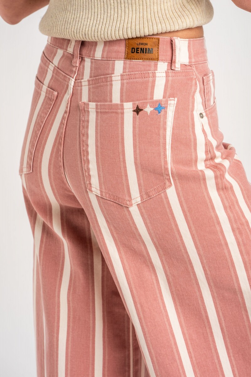 Jean Wide Leg Rayado Rojo