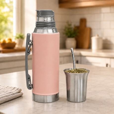 Termo 1Lt Acero Inox con Manija Retráctil y Tapa Mate Comet Rosa