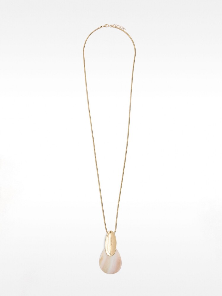 Collar Largo Con Colgante De Concha blanco