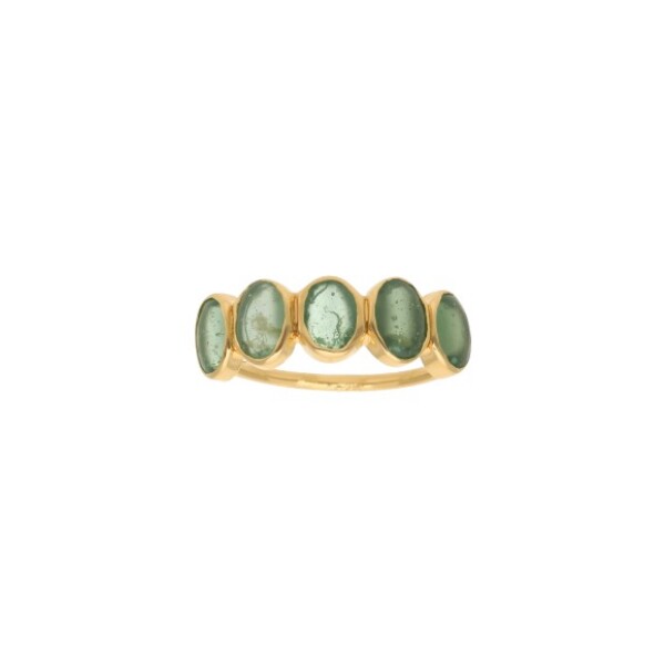 Anillo medio sin fin -Plata rodinada con micra oro 18k-Piedra Esmeralda- AN2019 conpiedra