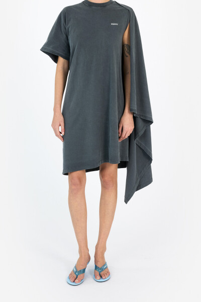 VESTIDO ZERO WASTE DRAPED MINI Gris