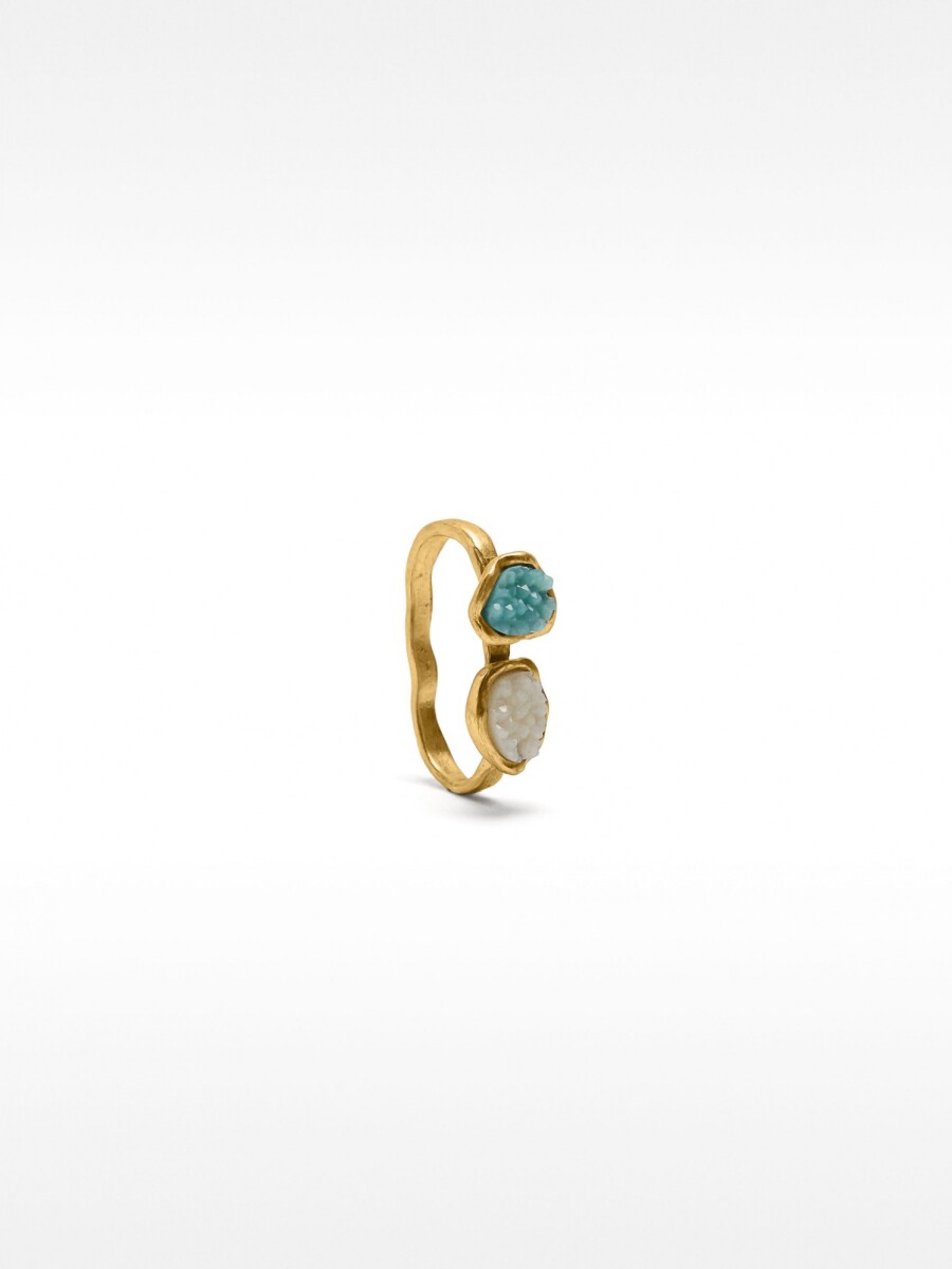 Anillo Doble Con Detalles De Resina azul