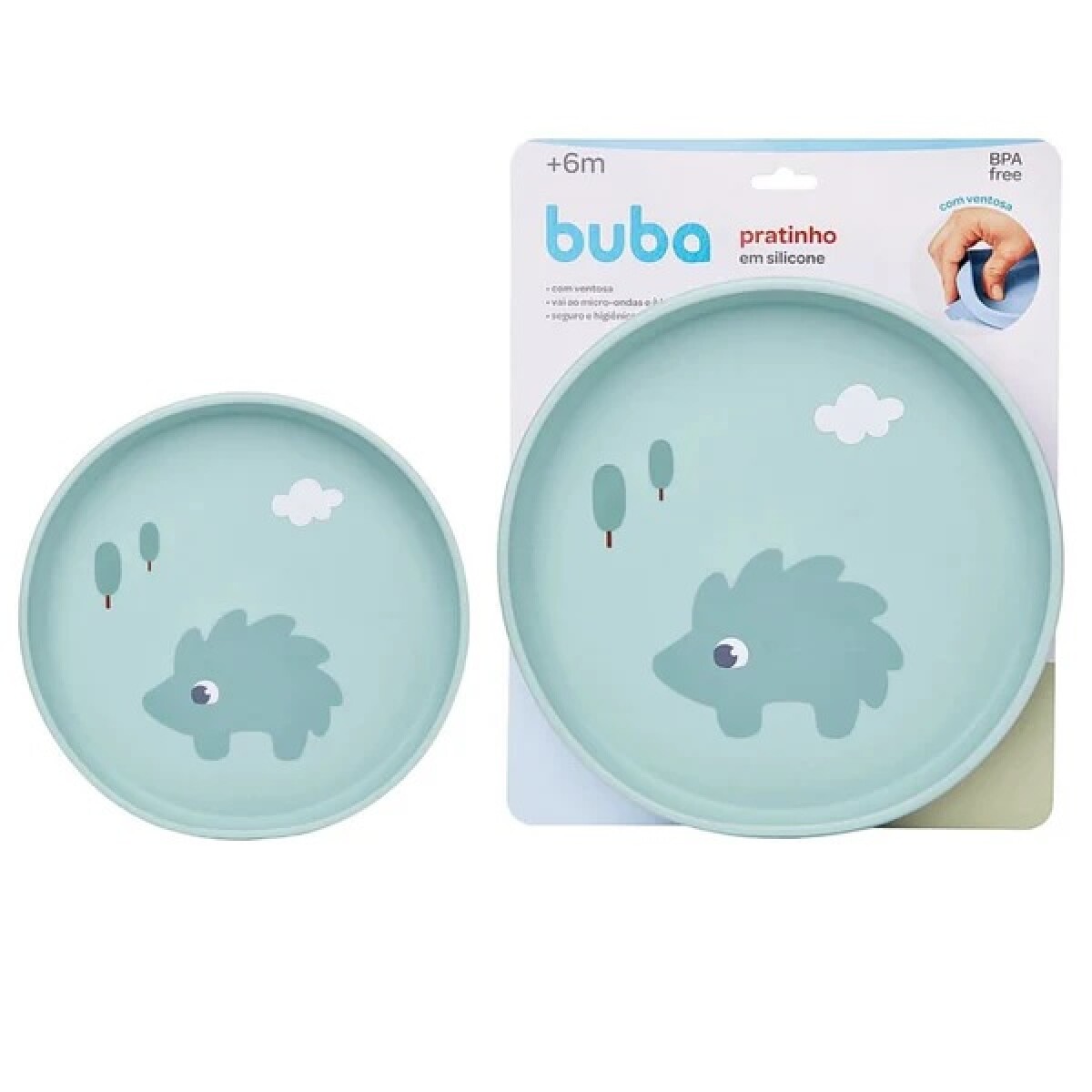 Plato con ventosa Cloudy - verde 