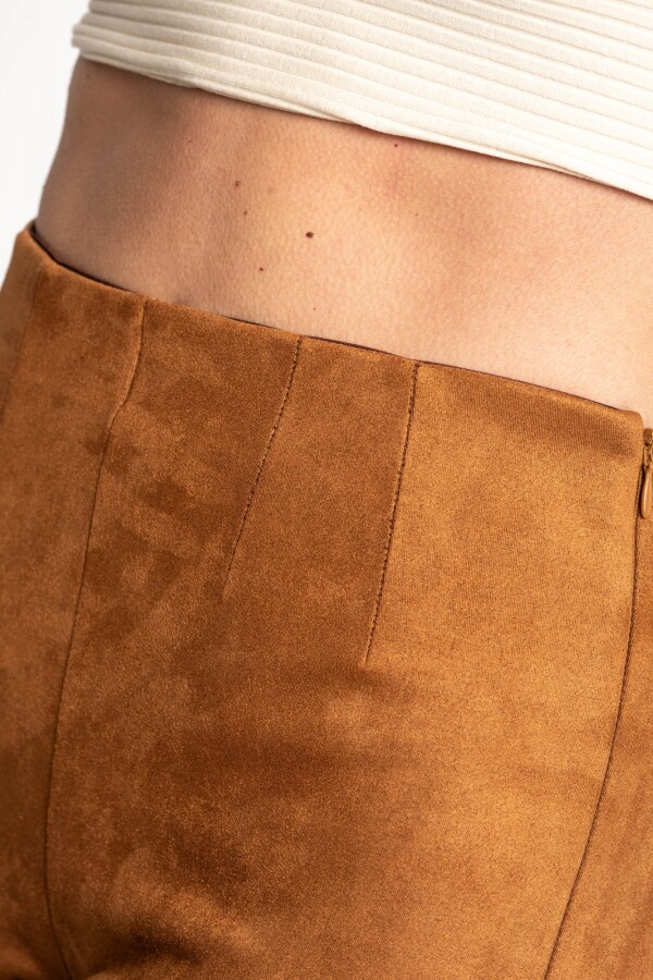 Pantalon Gamuza Cuero Vegano Camel