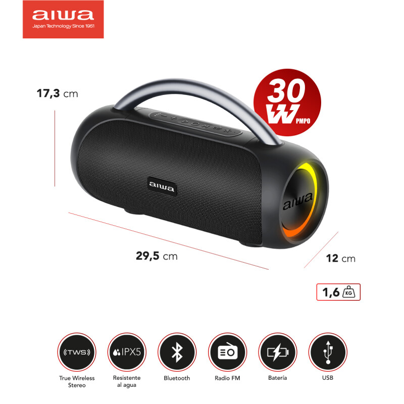 Parlante Portátil Bluetooth | TWS | AIWA | AW-S10BT | AWS10BT Parlante Portátil Bluetooth | TWS | AIWA | AW-S10BT | AWS10BT