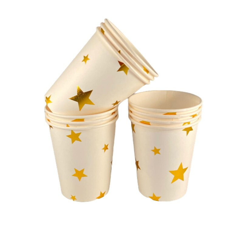 Vaso Descartable con Diseños Dorados x10 estrellas