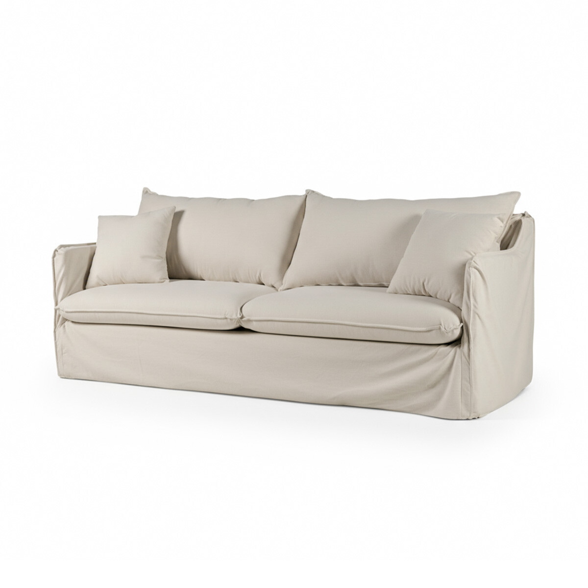 Sofá Snow con Funda - Tela Rústica - 3 cuerpos - TD5260-1635 (Beige) 