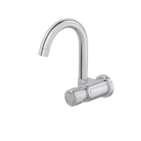 Grifería de lavatorio temporizado alta de pared Decamatic Eco cromo Brillante Grifería De Lavatorio Temporizado Alta De Pared Decamatic Eco Cromo Brillante