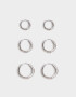 Aros Argollas Set Premium Silver Aros Argollas Set De Acero Quirúrgico - Plateado