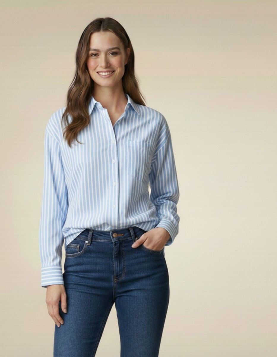 Camisa Casual. - Celeste 