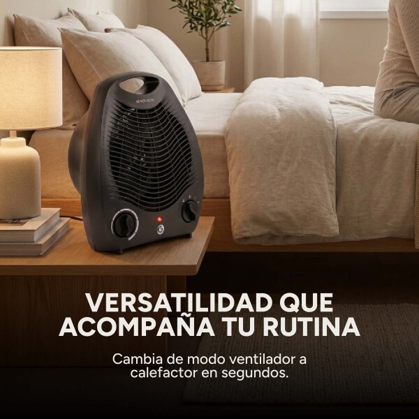 Caloventilador Goldtech 2000W 220V 2 Modos Frío Calor Negro